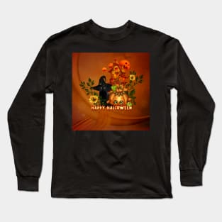 Happy halloween wish you the cute pumpkin and the black cat Long Sleeve T-Shirt